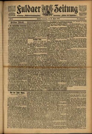 Erste Ausgabe vom Samstag, den 21. April 1906.