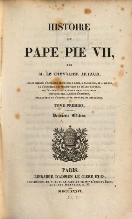 Histoire du Pape Pie VII. 1
