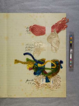 Kunstseide, Mischgarne, Effektgarne (Materialprobe aus dem Unterricht bei Benita Koch-Otte an der Burg Giebichenstein Halle)