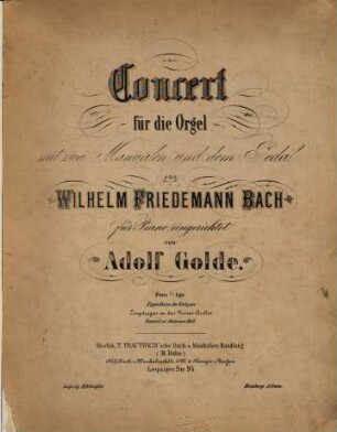 Concert für die Orgel mit 2 Manualen und dem Pedale