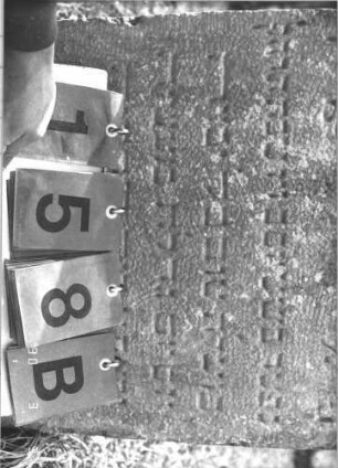 Grabstein 158 (Index: 99786101) Zustand: einzelne Stellen abgeblättert Maße HxBxT: 70x44x12 cm: Grabstein 158B