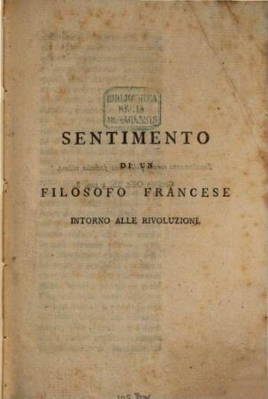 Sentimento di un filosofo francese intorno alle rivoluzioni