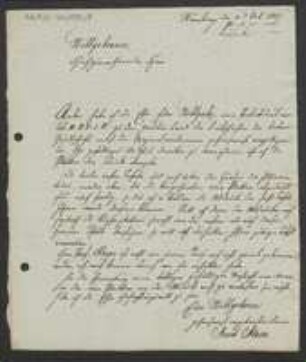 Brief von Jacob Sturm an Unbekannt