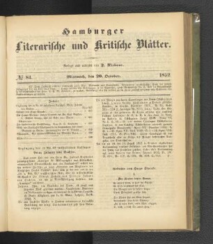 No. 84. 20. Oktober 1852
