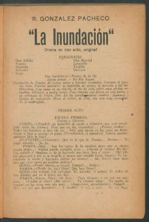 La inundación : drama en tres actos, original