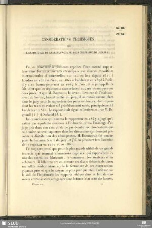 Considérations Techniques Sur L'Exposition De La Manufacture De Porcelaine De Sèvres
