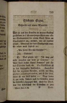 Siebente Szene. Gespräch mit einem Aktuarius.