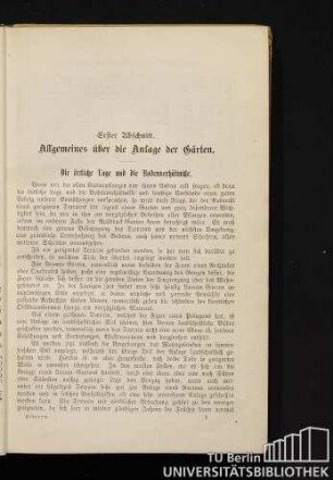 Erster Abschnitt. Allgemeines über die Anlage der Gärten.