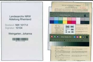 Entnazifizierung Johanna Weingarten , geb. 15.08.1909 (Angestellte)