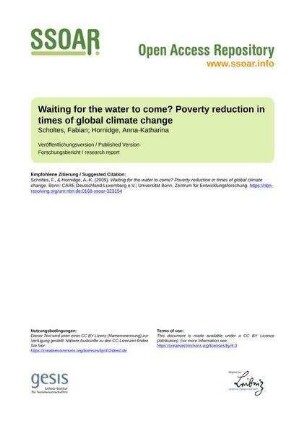 Waiting for the water to come? Poverty reduction in times of global climate change