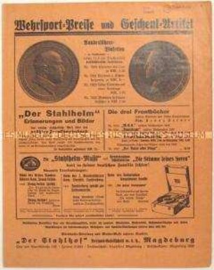 Flugschrift mit Werbung für Produkte des Stahlhelm