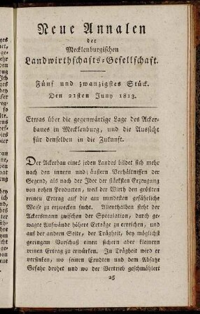 Fünf und zwanzigstes Stück. Den 21sten Juny 1813.