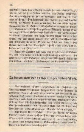 Jahresbericht der Lüttgenziatzer Wirthschaft.