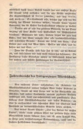 Jahresbericht der Lüttgenziatzer Wirthschaft.