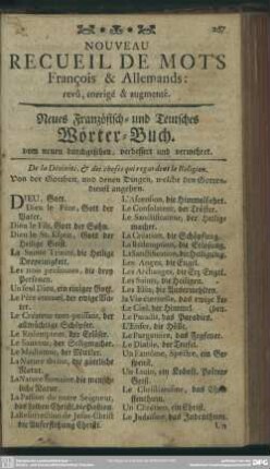 Nouveau Recueil De Mots François & Allemands: revû, corrige & augmenté
