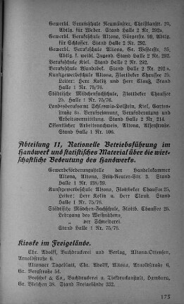 Abteilung 11, Rationelle Betriebsführung im Handwerk und statistisches Material über die wirtschaftliche Bedeutung des Handwerks.