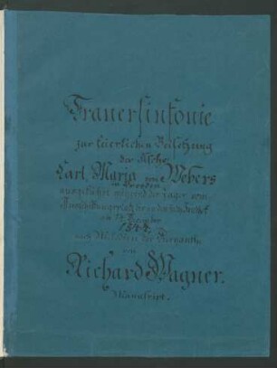 Trauermusik nach Motiven aus Carl Maria von Webers Euryanthe; wind orch; B-Dur; WWV 73