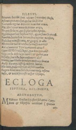 Ecloga Septima, Meliboeus. [Anfang]