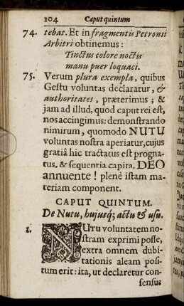 Caput Quintum. De Nutu, hujusq actu & usu.