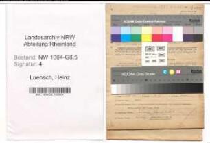 Entnazifizierung Heinz Luensch , geb. 27.08.1920 (Kaufm.Angestellter)