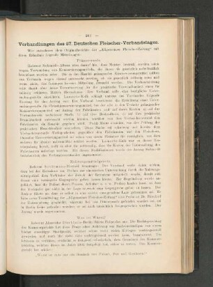 Verhandlungen des 27. Deutschen Fleischer-Verbandstages.