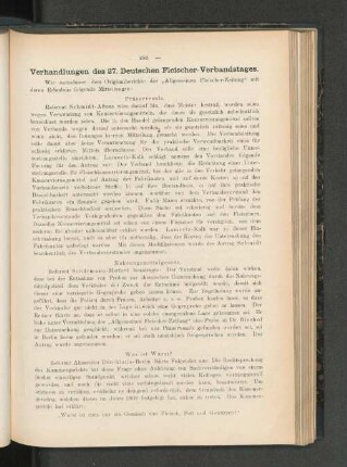 Verhandlungen des 27. Deutschen Fleischer-Verbandstages.