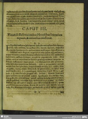 Caput III. Veram de Reservationibus Mentalibus sententiam exponit, & rationibus confirmat