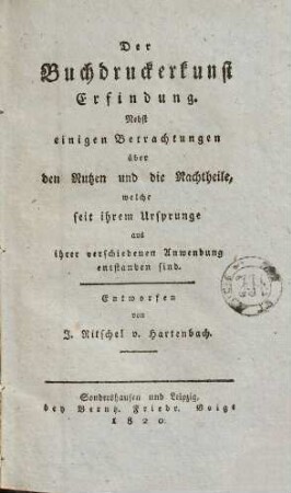 Der Buchdruckerkunst Erfindung