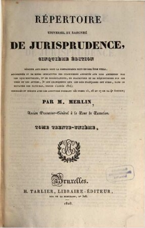 Répertoire universel et raisonné de jurisprudence, 31. Sép - Sub