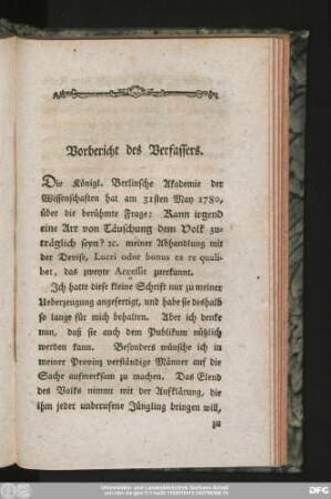 Vorbericht des Verfassers.