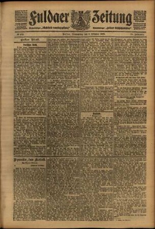 Erste Ausgabe vom Donnerstag, den 08. Oktober 1908.