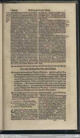 Die Predigten über den ersten Psalm