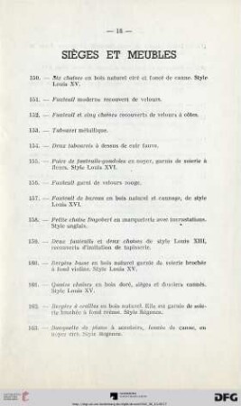 Sièges et meubles (Nr.150-226)