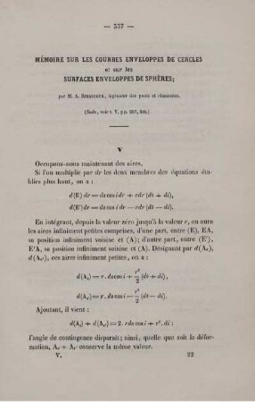 Mémoire sur les courbes enveloppes des cercles et sur les surface enveloppes de sphères.