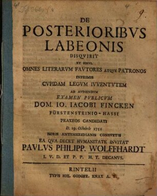 Disquisitio de posterioribus Labeonis