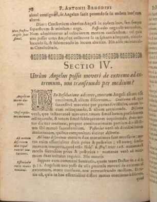 Sectio IV. Utrùm Angelus possit moveri de extremo ad extremum, non transeundo per medium?
