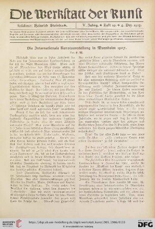 Die Internationale Kunstausstellung in Mannheim 1907