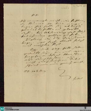 Brief von Johann Peter Hebel an Unbekannt vom 10.05.1823 - K 3071, 15