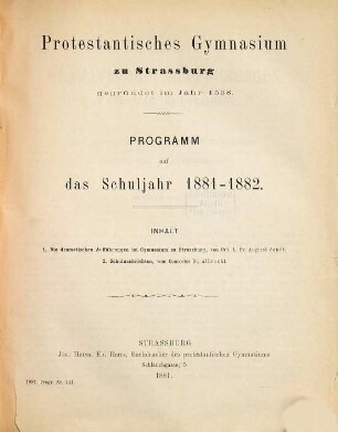 Programm : auf d. Schuljahr .... 1881/82