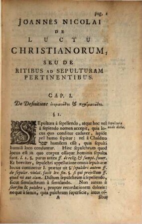 Joannis Nicolai, Antiqitatum quondam In Academia Tubingensi Professoris Celeberrimi, Libellus De Luctu Christianorum: Seu De Ritibus Ad Sepulturam Pertinentibus