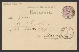 Brief an Ludwig Strecker  und B. Schott's Söhne : 25.06.1885