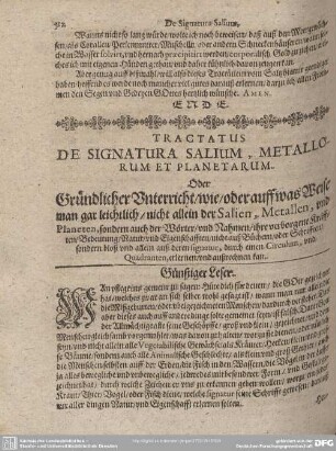 Tractatus de Signatura Salium, Metallorum et Plaetarum.