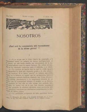 ¿Cual será la consecuencia más trascendental de la última guerra?