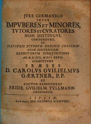 Iure Germanico inter impuberes et minores, tutores et curatores non distingui