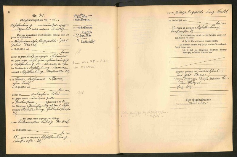 Standesamtsbuch der Stadt Aschaffenburg: Eheschließungen 252/1930 - 130/1931