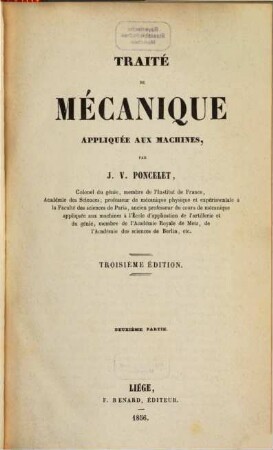 Traité de Mécanique appliquée aux machines, 2
