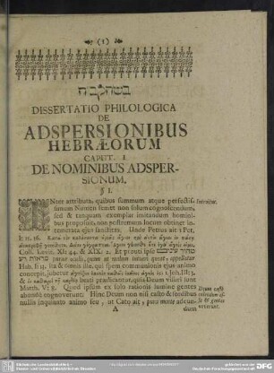 Caput I. De Nominibus Adspersionum