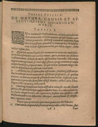 Theses Physicae: De Natura, Causis Et Affectionibus Quibusdam Maris.