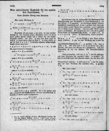 Neue approximative Ausdrücke für den natürlichen Logarithmus