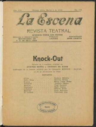 Knock-Out : sainete en 3 cuadros